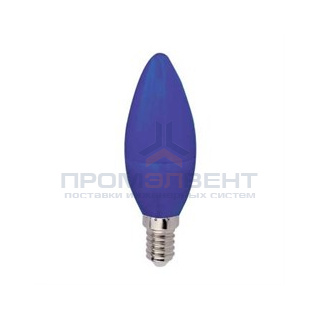 Ecola candle   LED color  6,0W 220V E14 Blue свеча Синяя матовая колба 103x37
