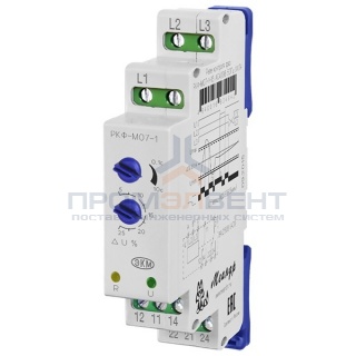 Реле контроля фаз РКФ-М07-1-15 AC400В УХЛ4 симметричная регулировка порогов напряжения 5-25%